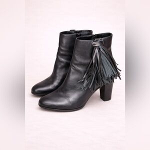 Christian Louboutin Black Fringe Heeled Boots